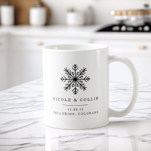 Taza De Café Favor de la Boda de Snowflake en invierno