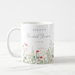 Taza De Café Favor de lluvia de boda de pradera de flores silve