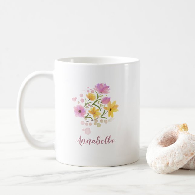 Taza De Café Favor de regalo de flores silvestres acuáticas (Con donut)