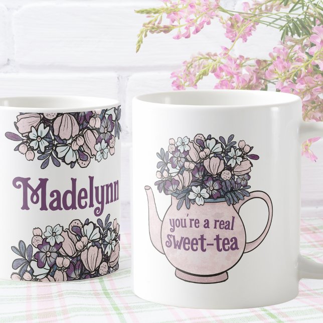 Taza De Café Favor del partido personalizado del té dulce de la (Personalized Girls Birthday Tea Party Mugs)