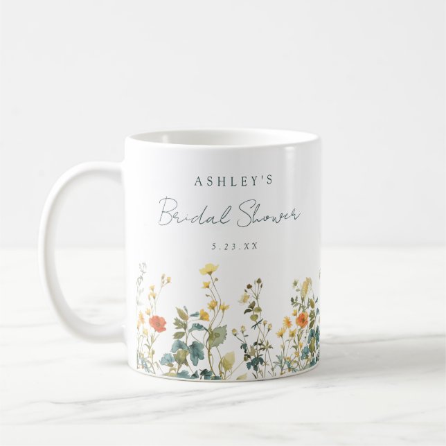 Taza De Café Favor para despedida de soltera con flores silvest (Izquierda)