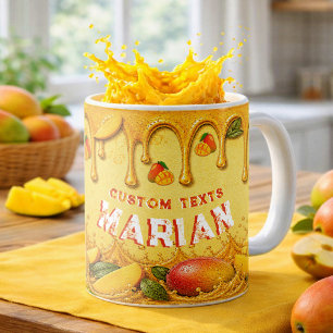 Taza De Café Favor Retro de Fiesta de Mango Naranja Dorado con 