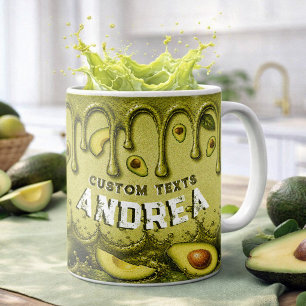 Taza De Café Favor Retro Goteo de Aguacate Nombre Terroso Ver