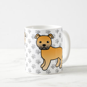 Taza De Café Fawn Staffordshire Bull Terrier Cute Cartog Dog