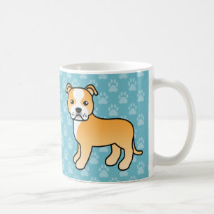 Taza De Café Fawn Y White Staffordshire Bull Terrier