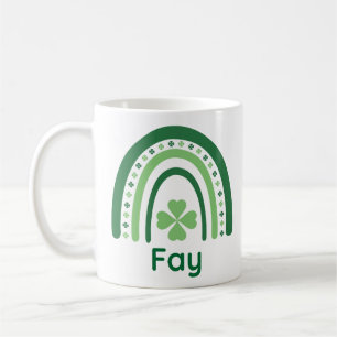 Taza De Café Fay Name Clover Boho Rainbow