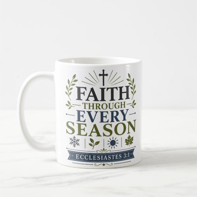 Taza De Café Fe a través de cada estación Versículo de la Bibli (Izquierda)