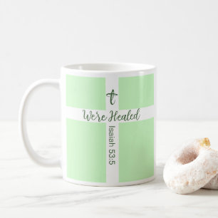 Taza De Café Fe cristiana verde claro sanar la biblia verse