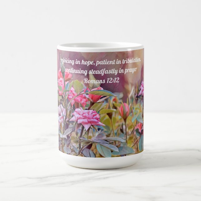 Taza De Café Fe de alegría, esperanza de flor Biblia Verse Mug (Centro)