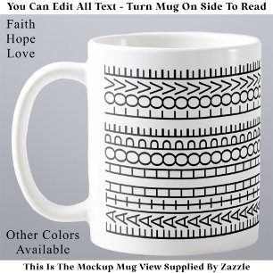 Taza De Café Fe Esperanza Amor Blanco y Negro Mensaje Oculto