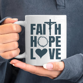 Taza De Café Fe Esperanza Amor Jesús Religión Cristiana