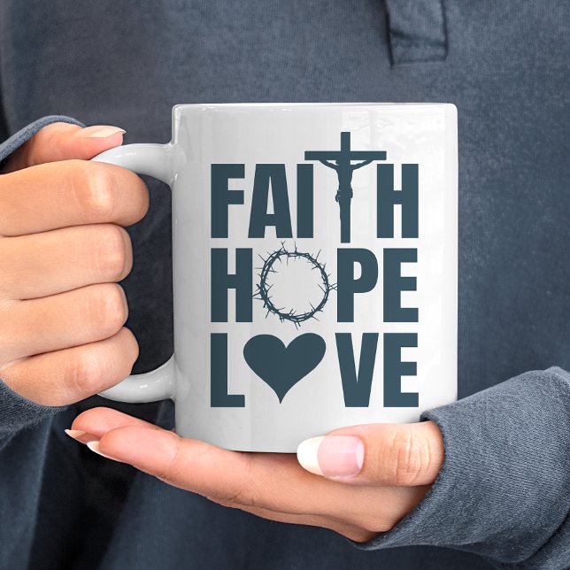Taza De Café Fe Esperanza Amor Jesús Religión Cristiana (Embrace faith with our finely crafted mug, expressing your beliefs with refined style.)