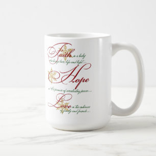 Taza De Café Fe, esperanza, amor Red Green Gold Navidades Mug