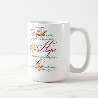Taza De Café Fe, esperanza, amor Red Green Gold Navidades Mug