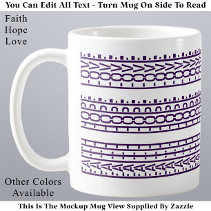 Taza De Café Fe Esperanza Amor Tendencia Mensaje Oculto Blanco