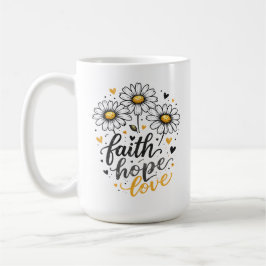 Taza de café Fé, Esperanza, Amor y Margaritas