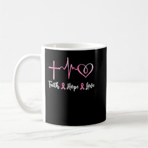 Taza De Café Fe Esperanza y amor por el cáncer de mama cristian