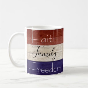 Taza De Café Fe familia libertad patriótico madera