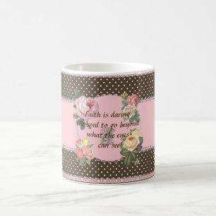 Taza De Café Fe floral Polka Dot Mug
