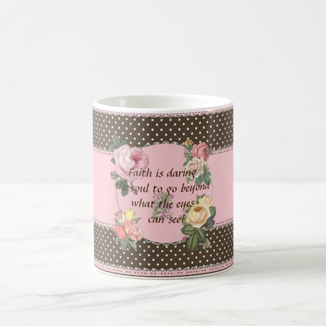 Taza De Café Fe floral Polka Dot Mug (Centro)