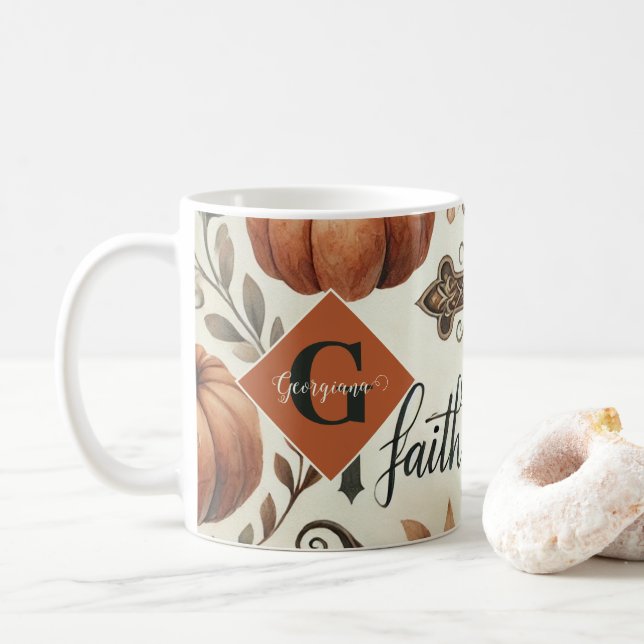 Taza De Café Fe personalizada y esperanza Halloween cristiano (Con donut)