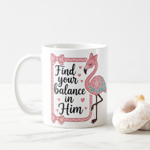 Taza De Café Fe religiosa cristiana Biblia Verse Flamingo