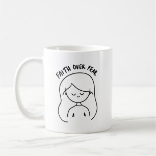 Taza De Café Fe sobre Miedo - Mensaje Inspirador y Positivo