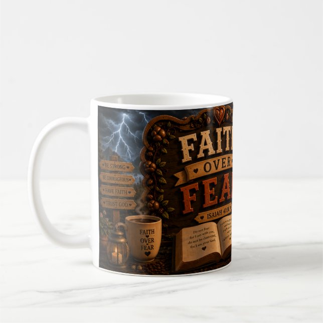 Taza De Café Fe sobre Miedo (opción 2) (Izquierda)