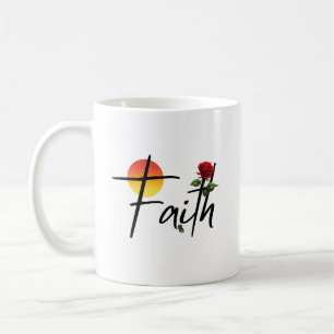 Taza De Café Fe Tipografía Negra Con Rosa