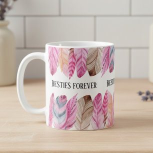 Taza De Café Feather Mug Besties para siempre