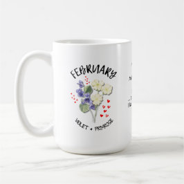 Taza De Café FEBRERO Mes de Nacimiento Flor Personalizada Crist