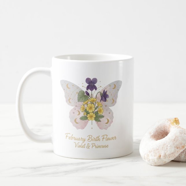 Taza De Café February Birth Flower Coffee Mug (Con donut)