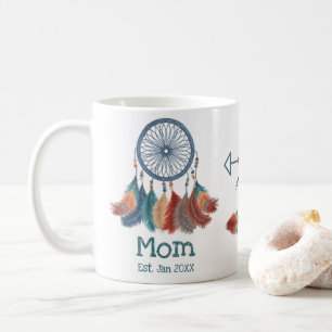 Taza De Café Fecha de creación de Boho Retro Dreamcatcher Mom