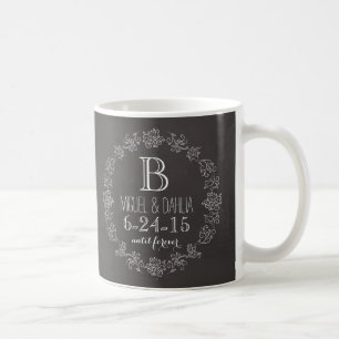 Taza De Café Fecha personalizada de la boda del monograma de la