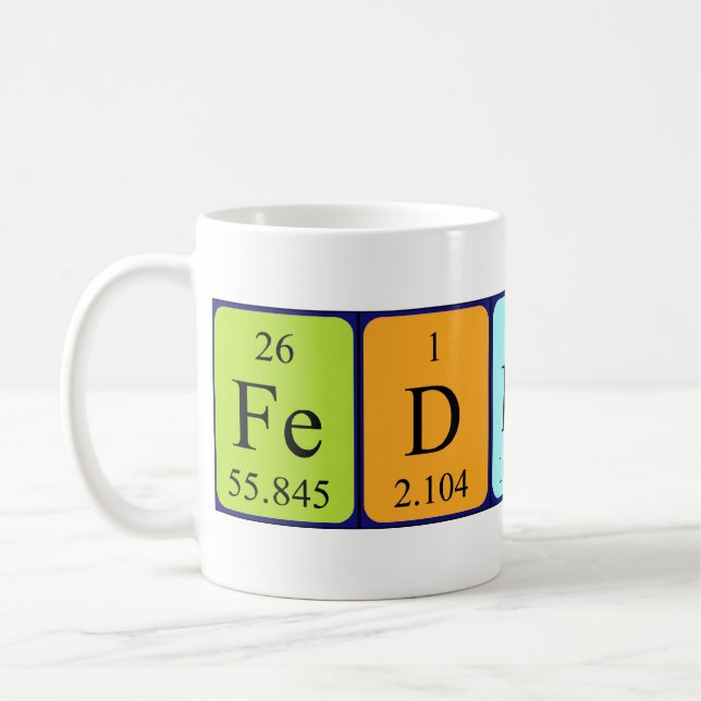 Taza De Café Federica periódica nombre de tabla mug (Izquierda)