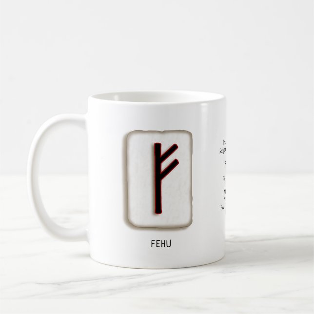 Taza De Café Fehu RuneStone Mug (Izquierda)