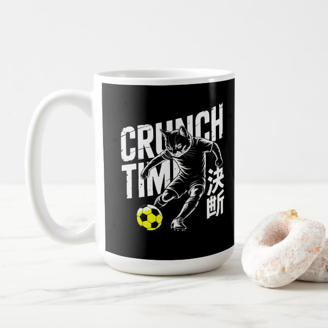 Taza De Café Feisty Soccer Cat Mug - Crunch Time Coffee Cup (Con donut)