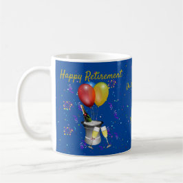Taza De Café Felices celebraciones de jubilación azul
