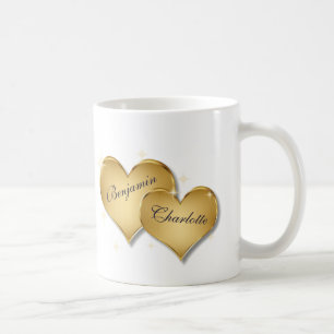 Taza De Café Felices Corazones de Oro del Día de San Valentín