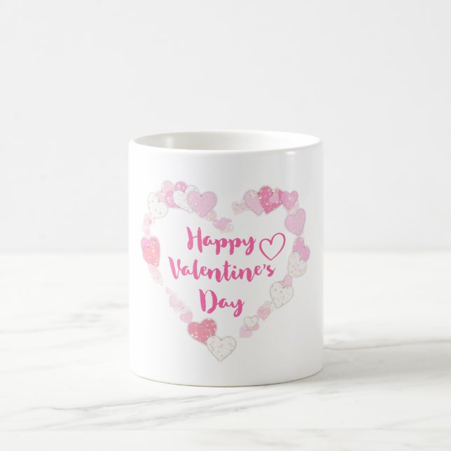 Taza De Café Felices corazones rosados Purpurinoso del Día de S (Centro)