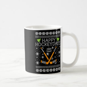 Taza De Café Felices días de hockey Navidad fea Navidad hockey
