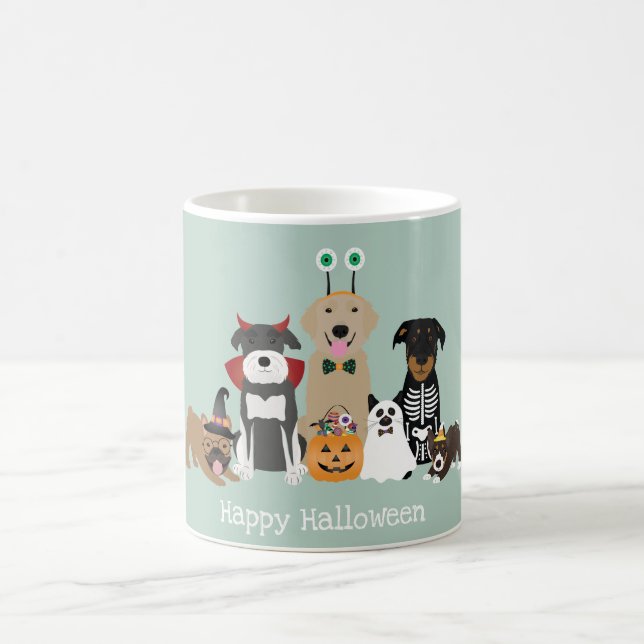 Taza De Café Felices disfraces Mascotas de Halloween (Centro)