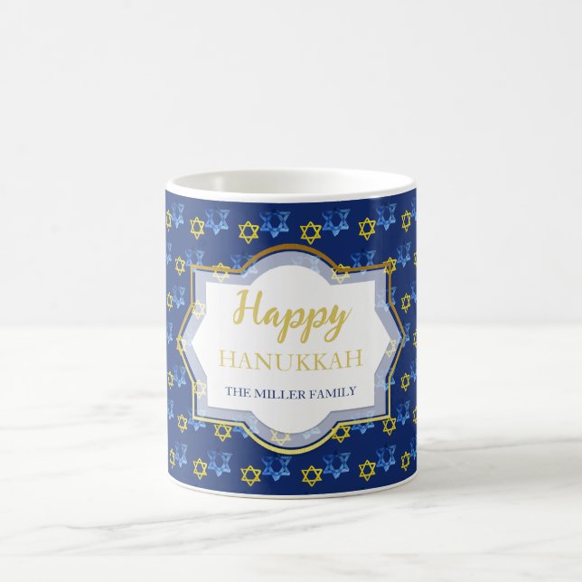 Taza De Café Felices Estrellas Acuáticas De Hanukkah (Centro)