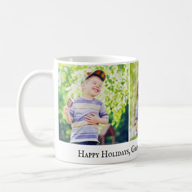 Taza De Café Felices Fiestas Abuelo Te Amo 3 Fotohijo (Izquierda)