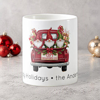 Taza De Café Felices Fiestas Camión de Entrega Rojo Adorables G