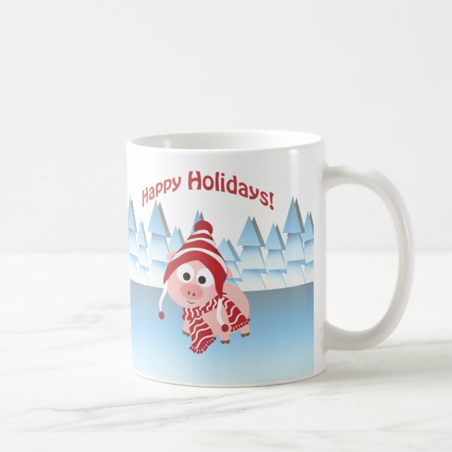 Taza De Café ¡Felices Fiestas! Cerdo de Invierno (Derecha)