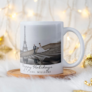 Taza De Café Felices fiestas Collage de fotos recién casados