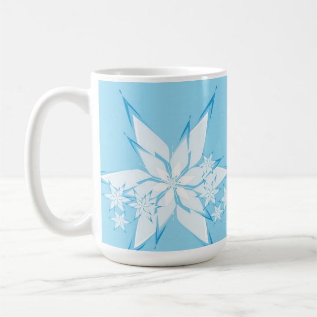 Taza De Café Felices fiestas con arte de copo de nieve (Izquierda)
