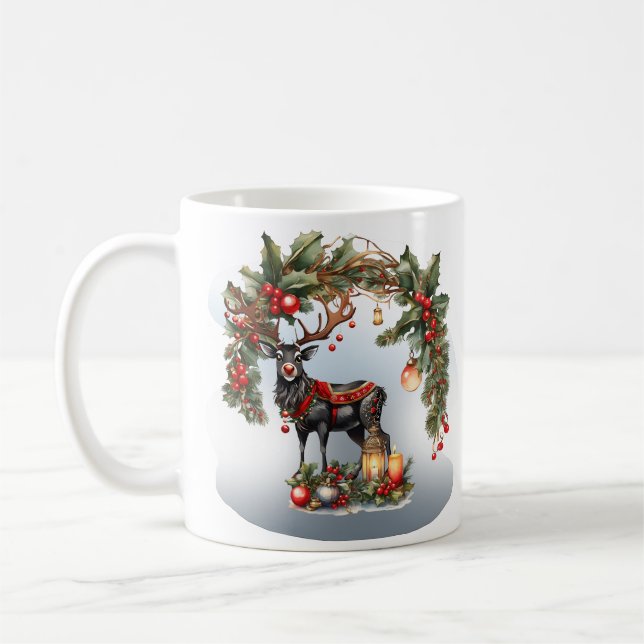 Taza De Café Felices Fiestas de los Renos (Izquierda)