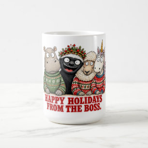 Taza De Café Felices Fiestas De Navidad De La Jefa Tejón Mieler